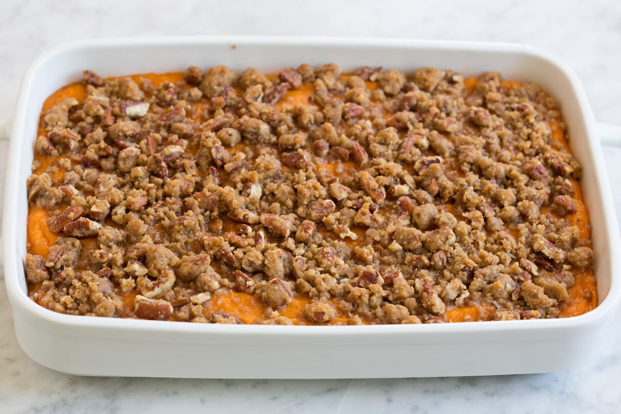 Sweet Potato Casserole Sweet Potato Casserole after baking.