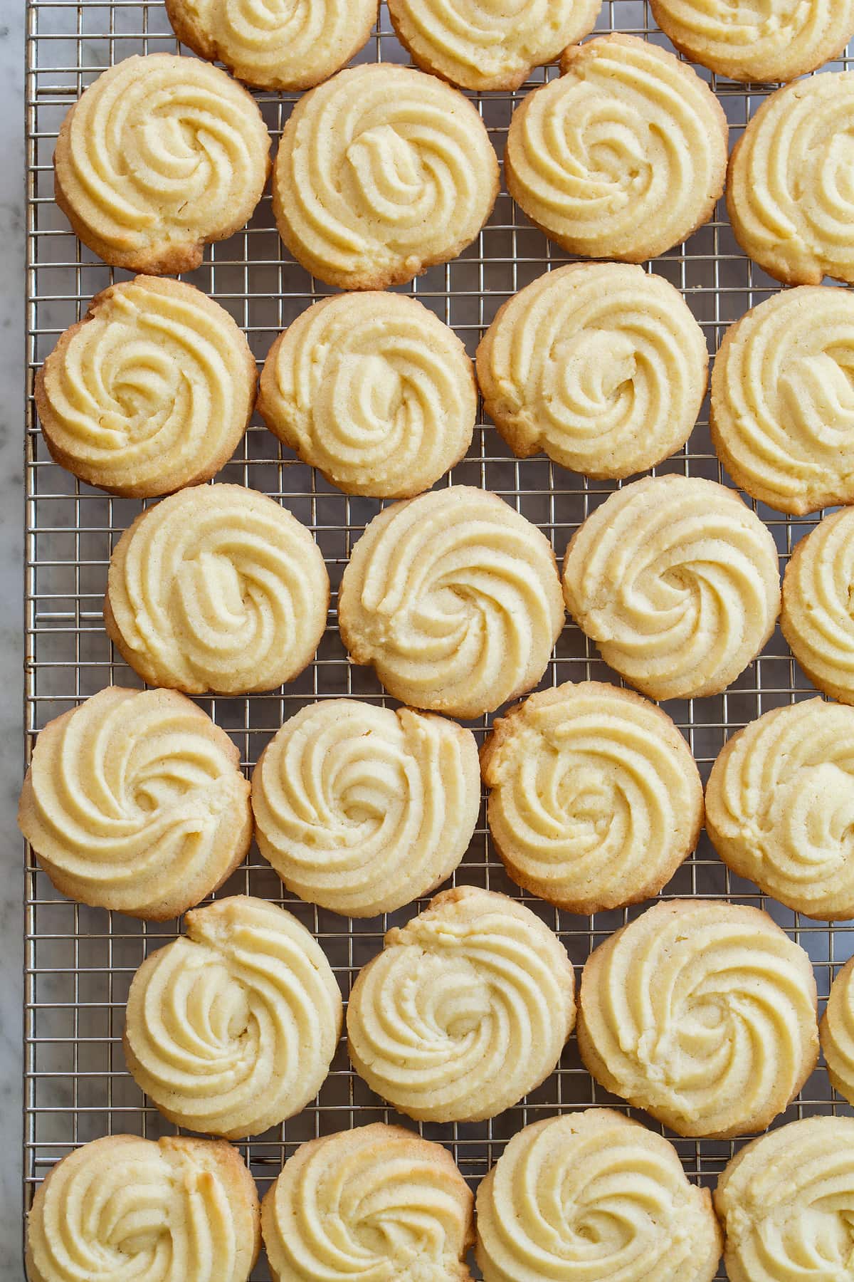 Butter Cookies Butter cookies on a cooling rack.