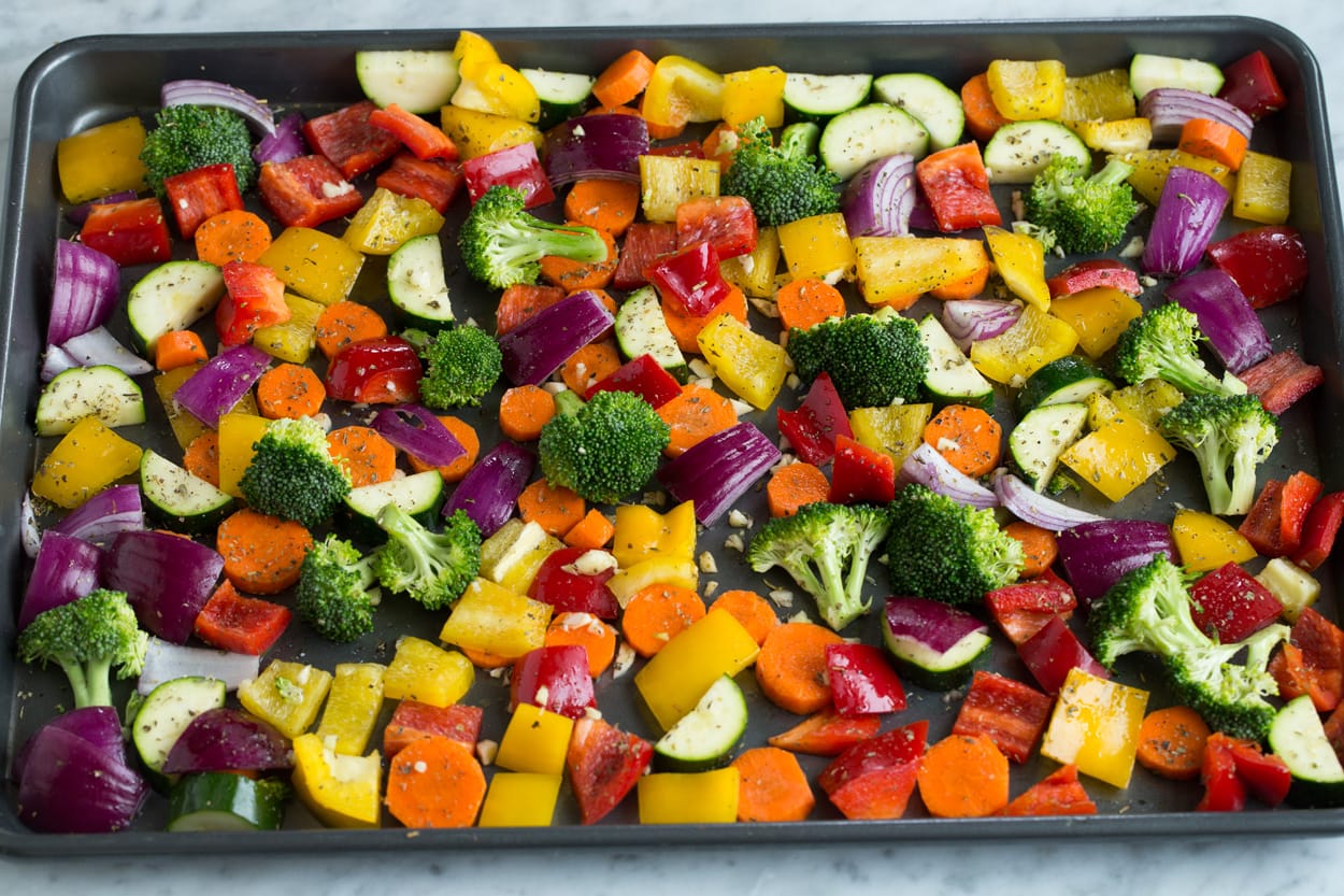 Roasted Vegetables How to Make Roasted Vegetables on a baking sheet.