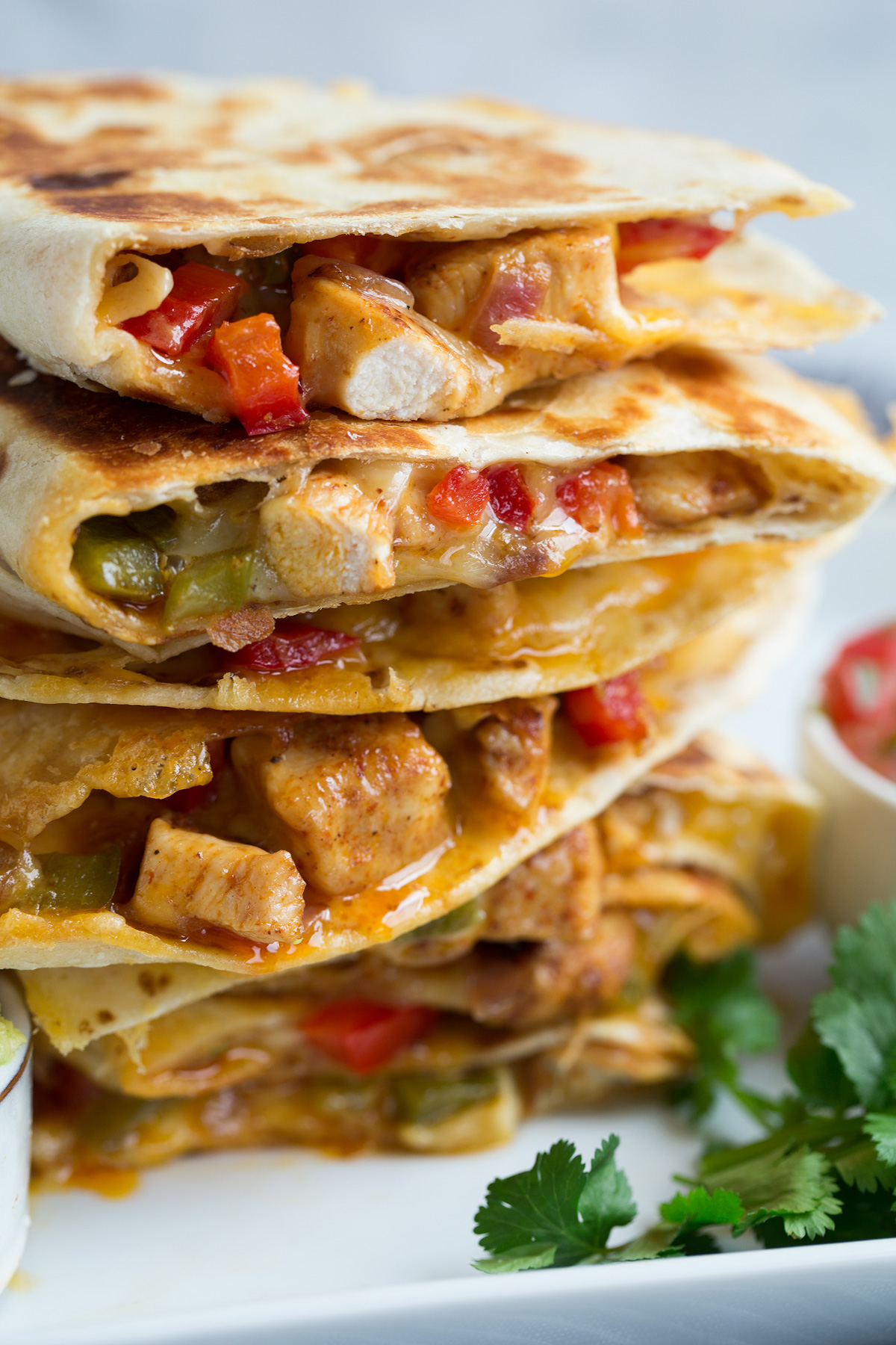 Loaded Quesadillas Stack of loaded quesadillas.