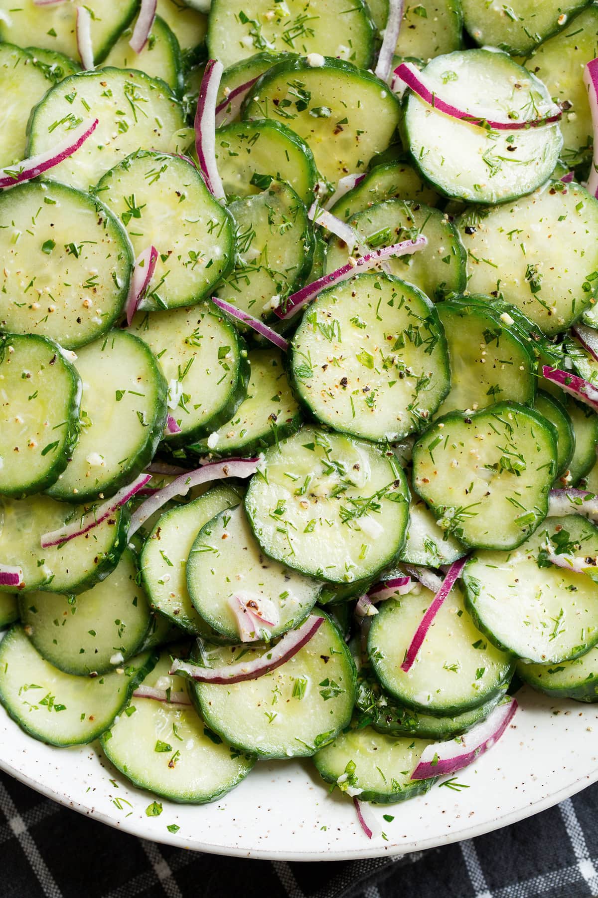 Cucumber Salad Close up image of cucumber salad.