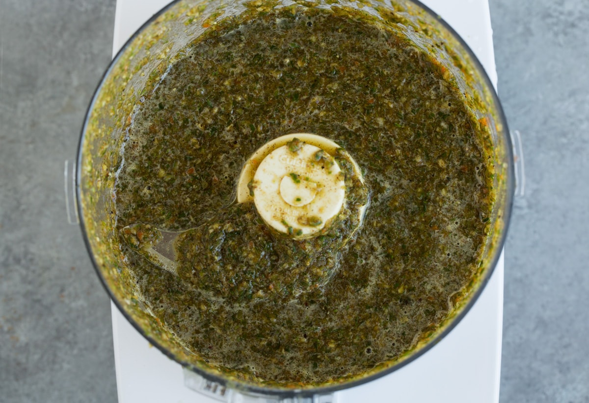 Perfect Jerk Chicken Jerk chicken marinade after pureeing in food processor.