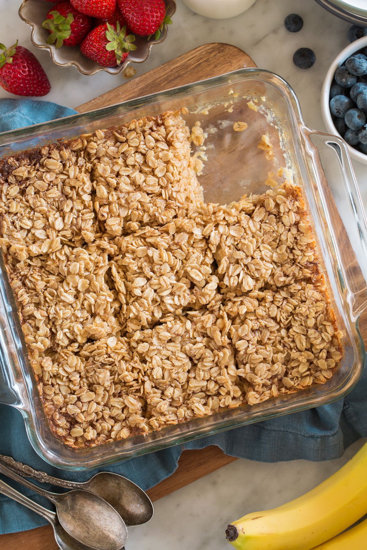 Baked Oatmeal Baked Oatmeal cut into squares