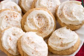 Image of plate full of frosted eggnog cookies.