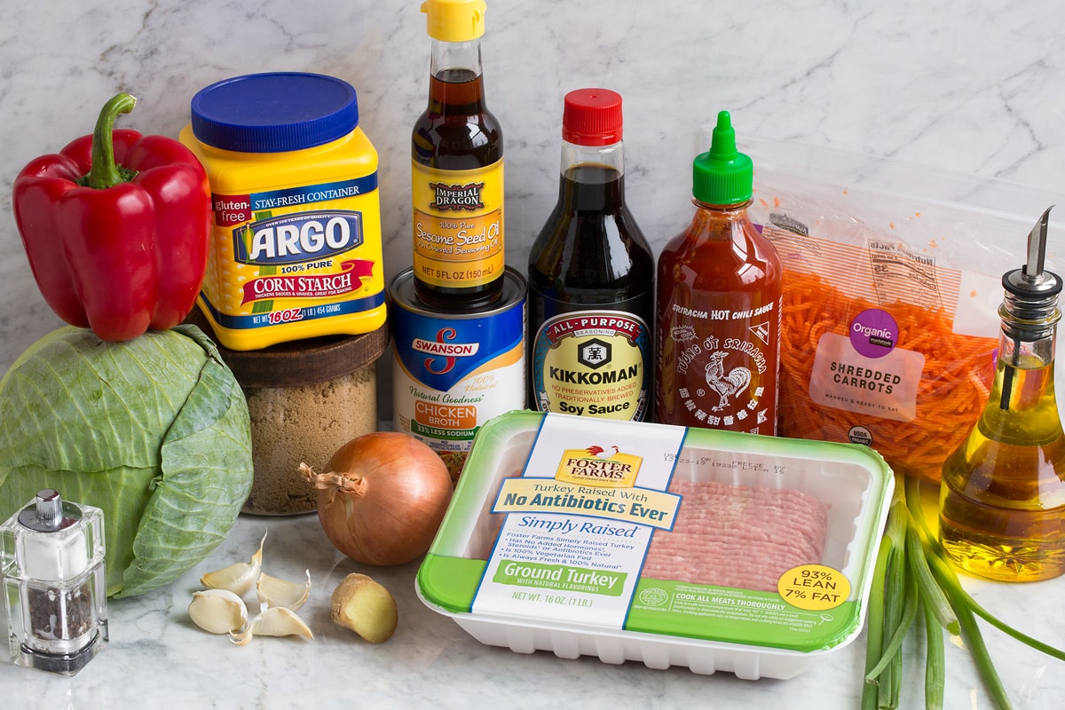 Egg Roll in a Bowl Image of ingredients that go into Egg Roll in a Bowl recipe.