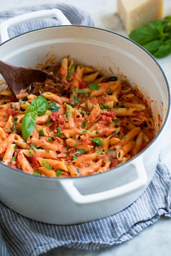 Penne alla Vodka Pot full of penne all vodka.