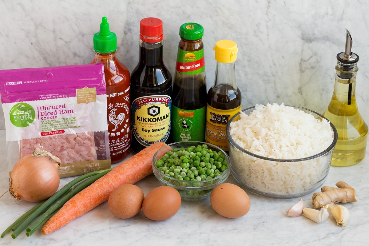 Fried Rice Image of ingredients used in fried rice.