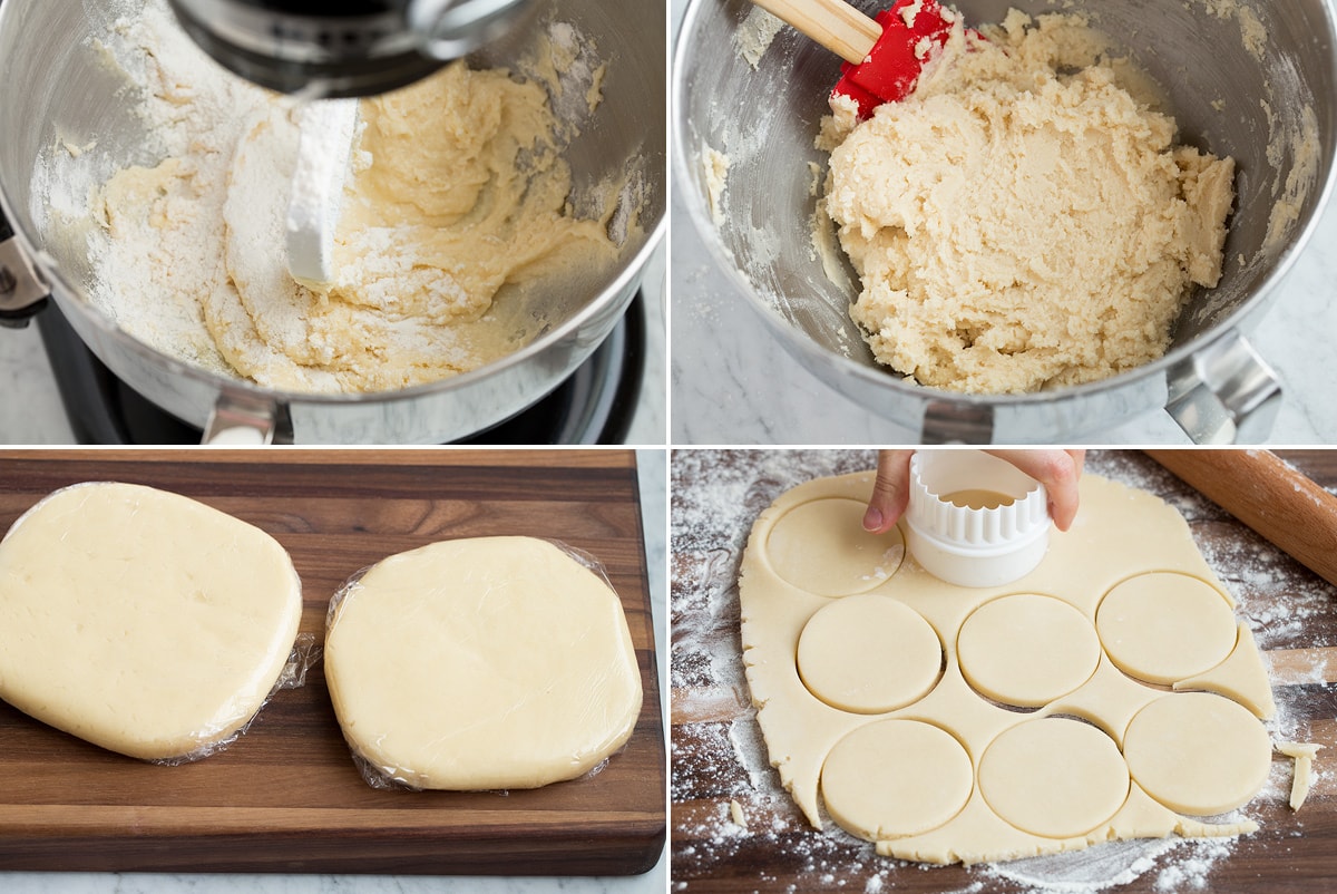 Steps 5 - 8 of making soft frosted sugar cookies
