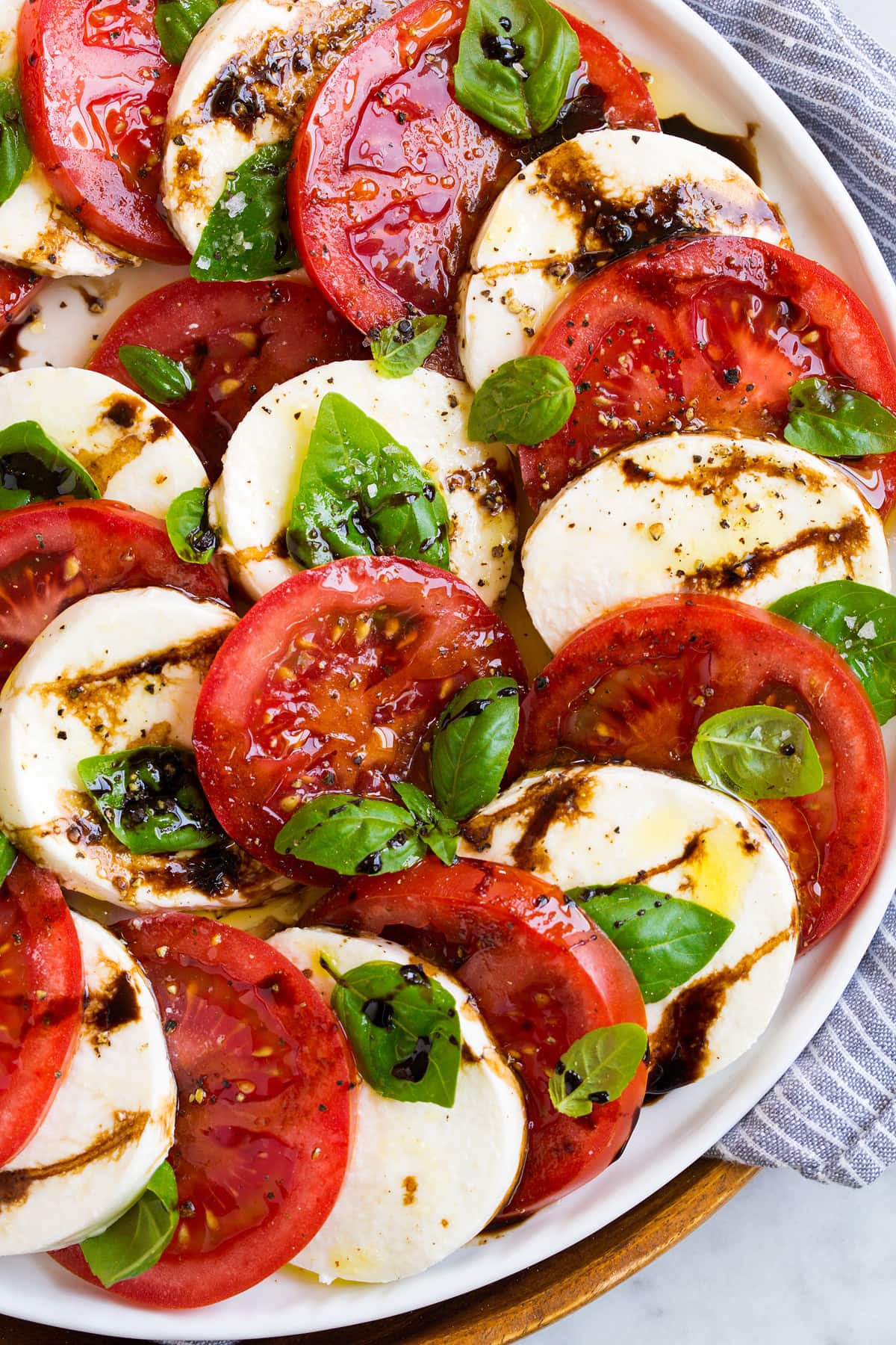 Caprese Salad Close up image of caprese salad.