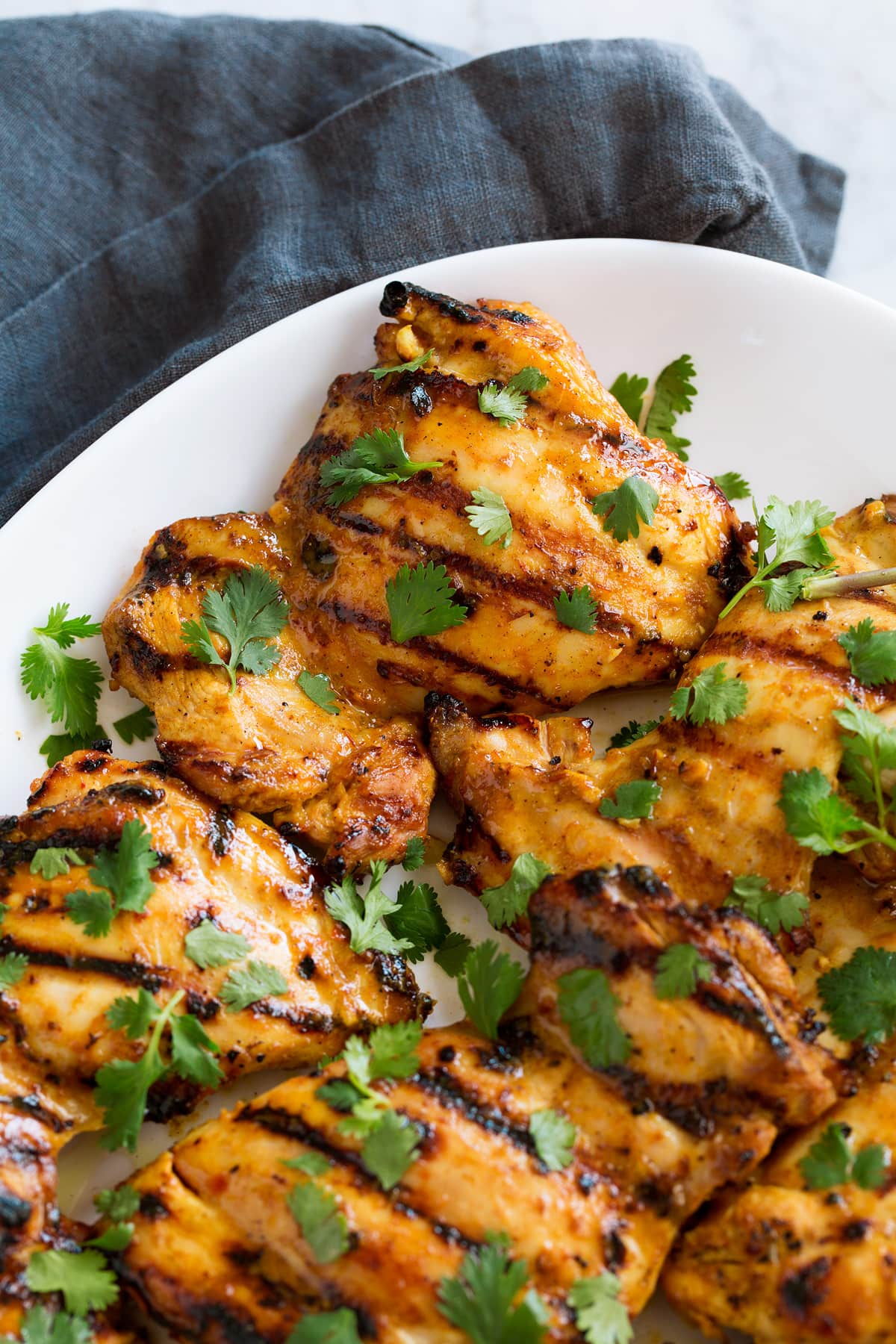 Thai Coconut Grilled Chicken Thighs Close up image of Thai Coconut Grilled Chicken Thighs