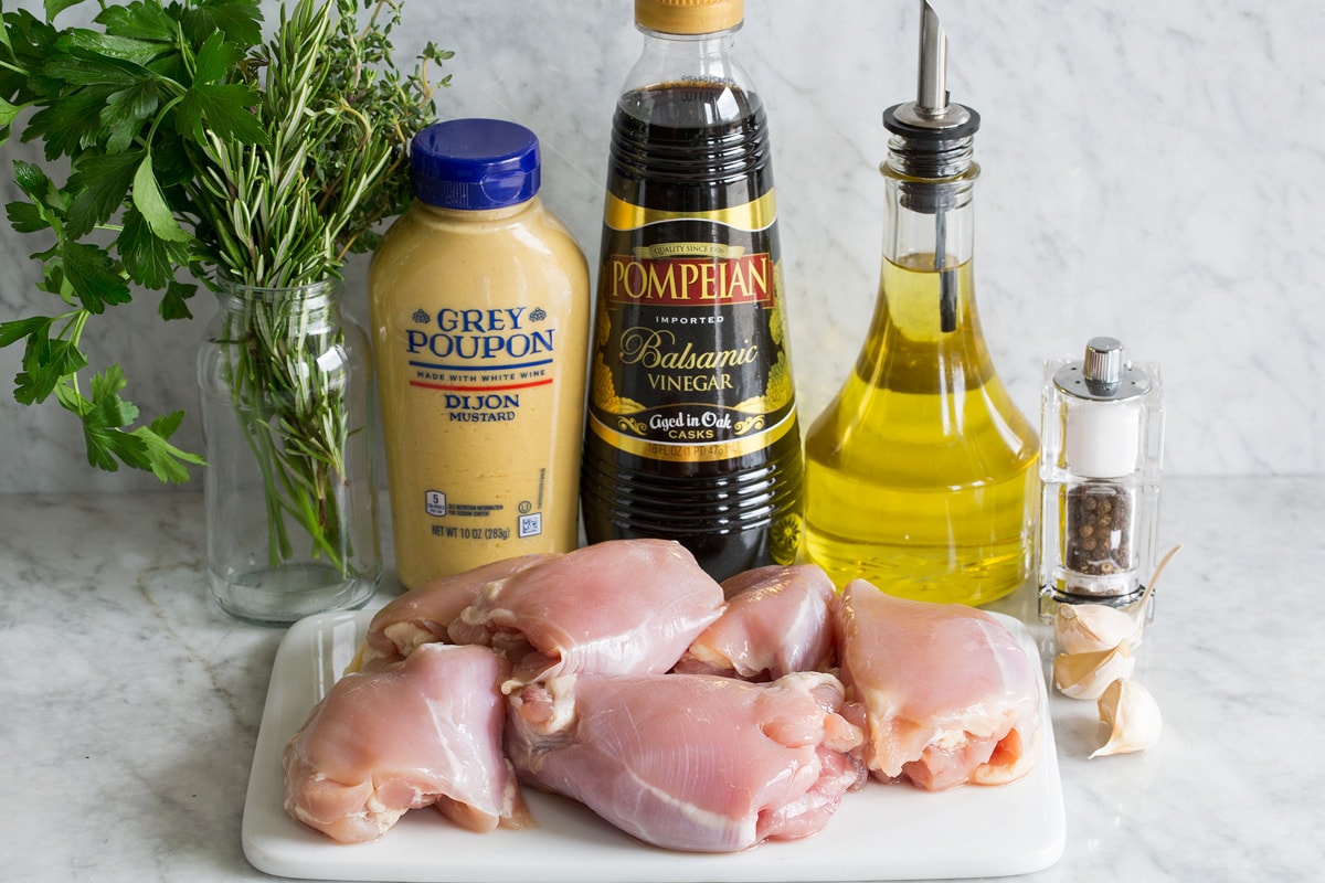 Balsamic Chicken Photo: Ingredients needed to make balsamic chicken shown.