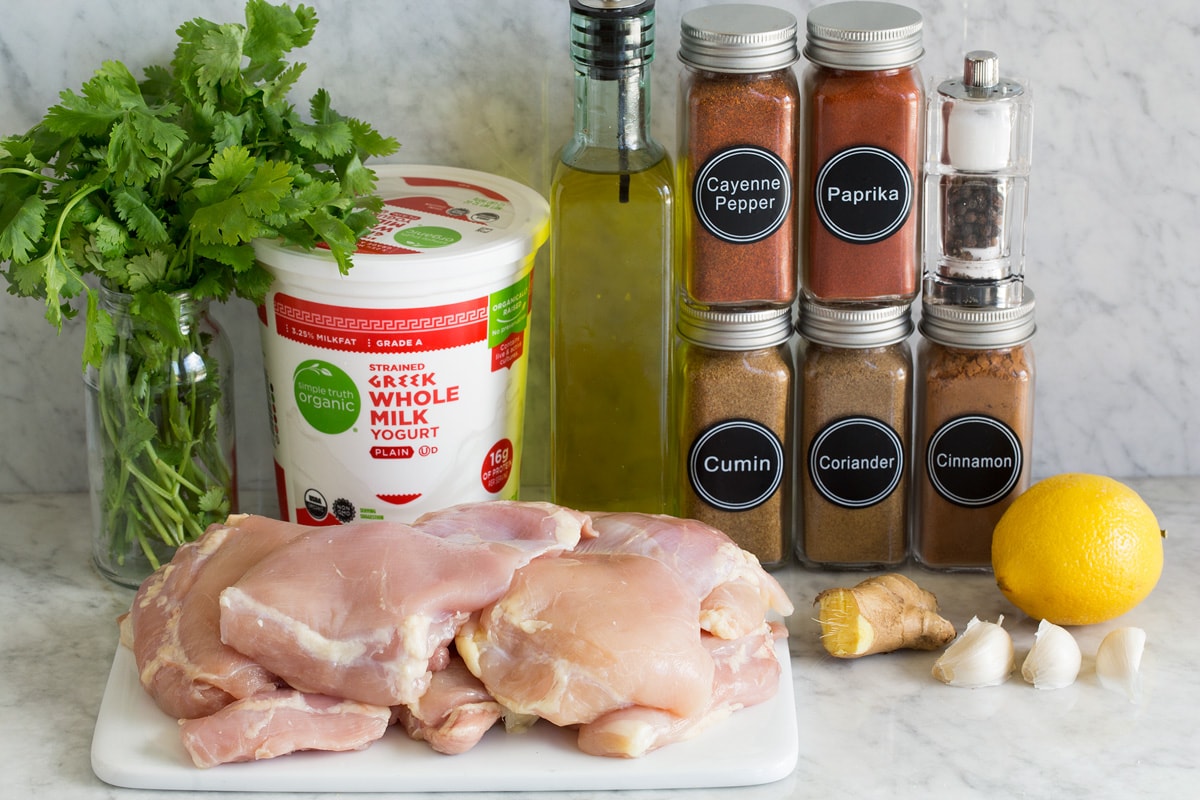 Yogurt Marinade Ingredients used to make yogurt marinade grilled chicken.