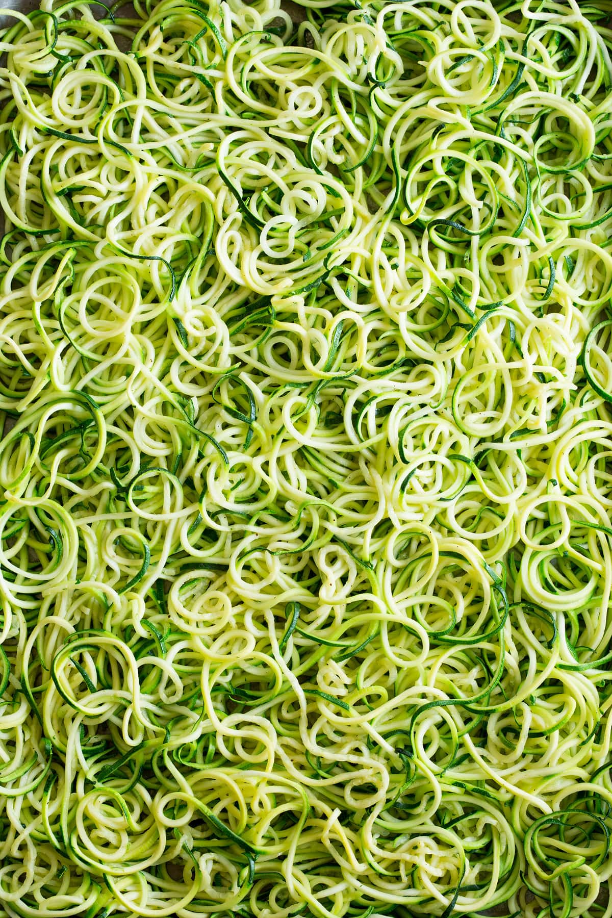 Zucchini Noodles - Zoodles Close up photo of zucchini noodles.