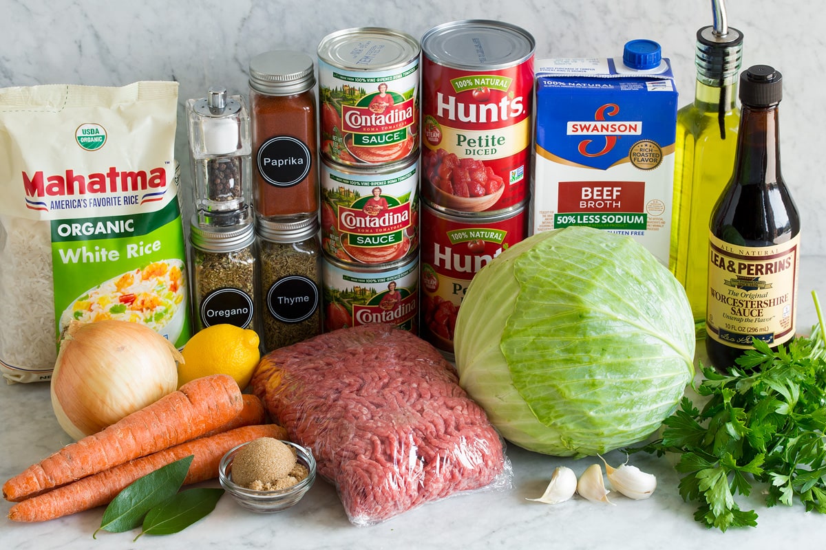 Cabbage Roll Soup Photo of ingredients used to make homemade Cabbage Roll Soup