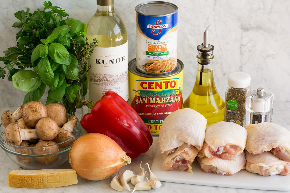 Chicken Cacciatore Chicken cacciatore ingredients.