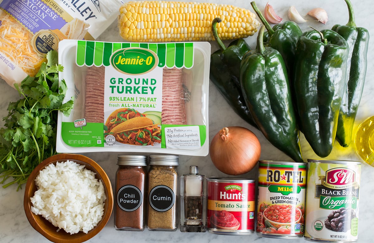 Poblano Stuffed Peppers Stuffed poblano pepper recipe ingredients.