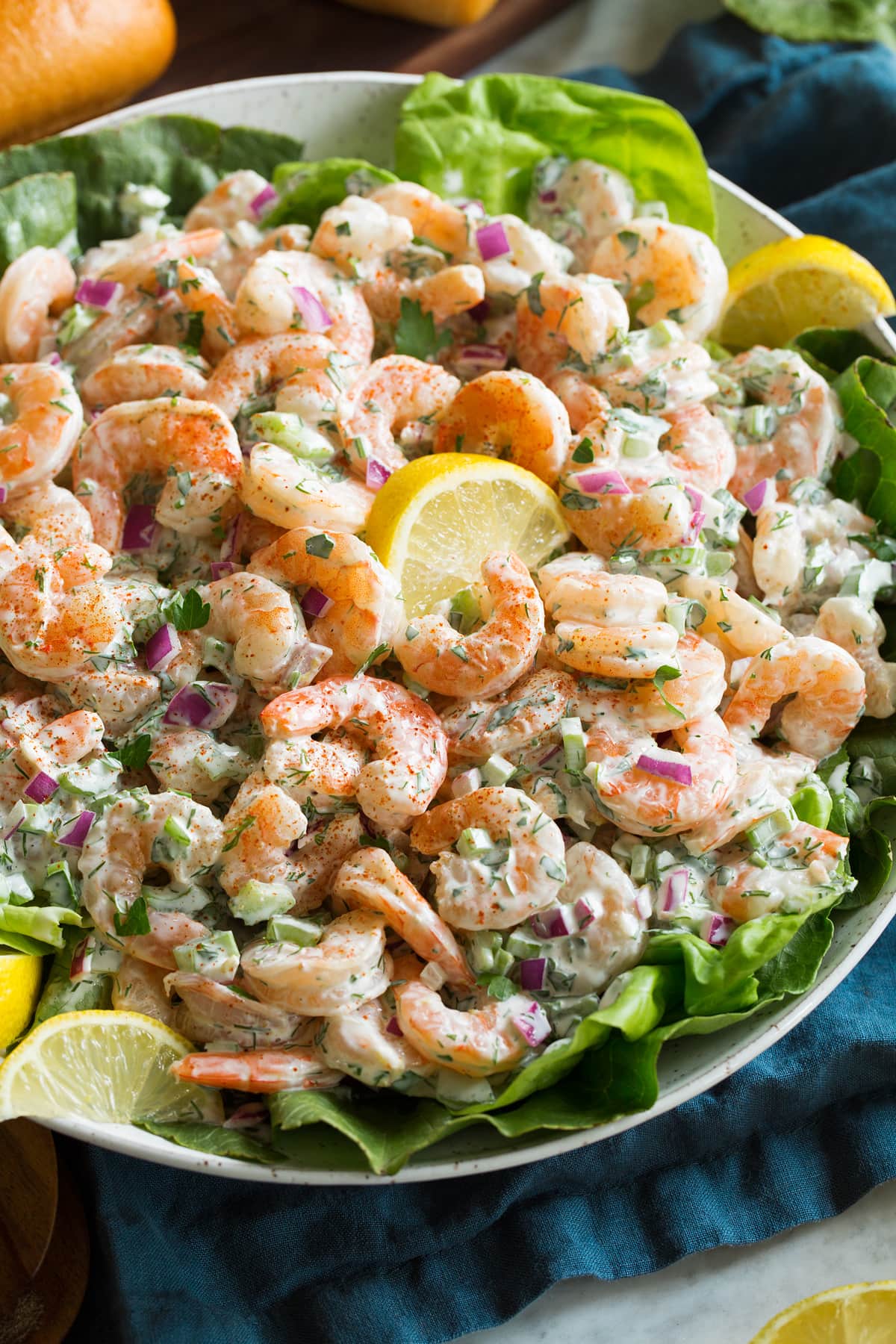 Shrimp Salad Cold shrimp salad with mayo.