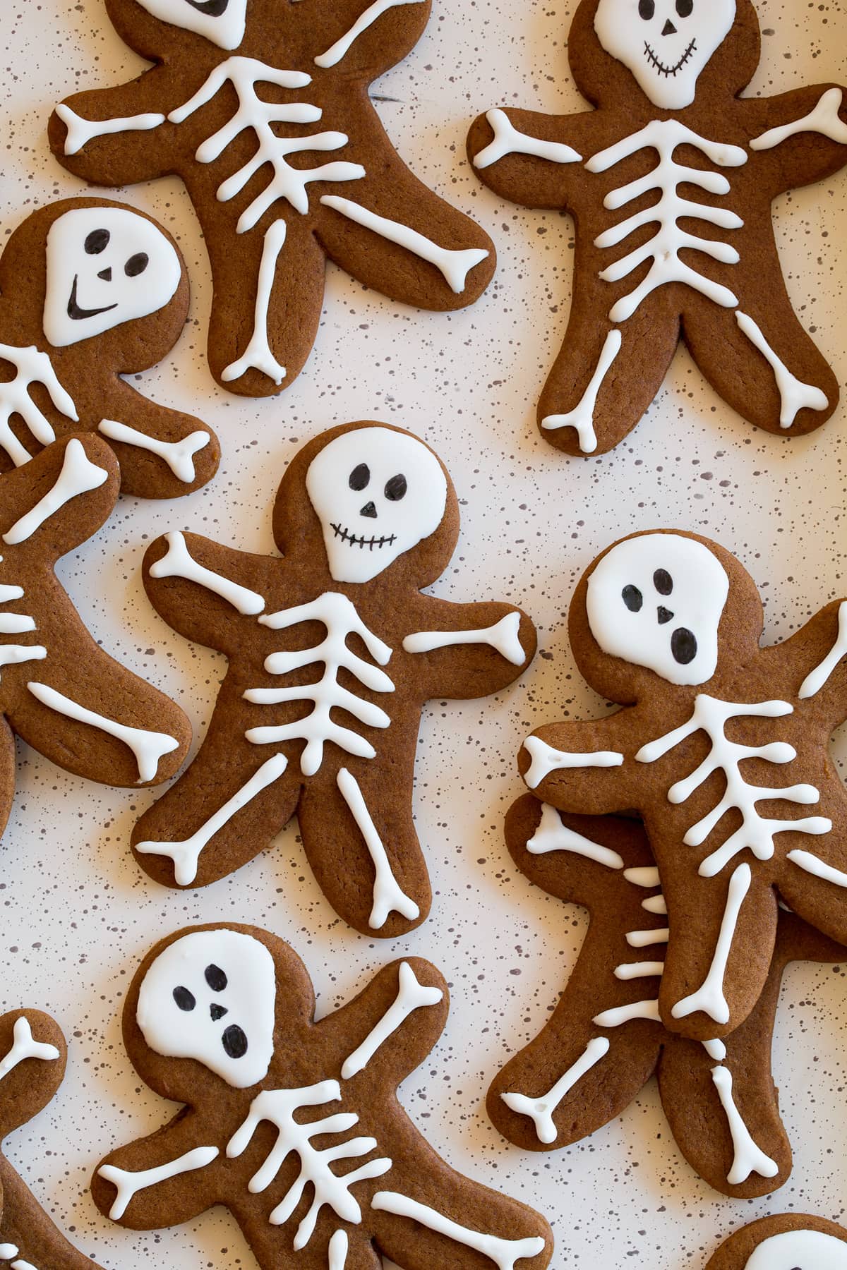 Close up photo of skeleton gingerbread cookies. Close up photo of skeleton gingerbread cookies.