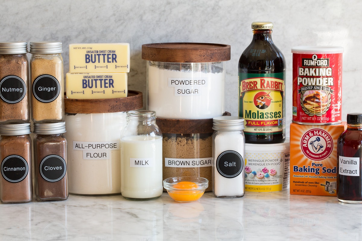 Skeleton Gingerbread Cookies Ingredients needed to make gingerbread men cookies.