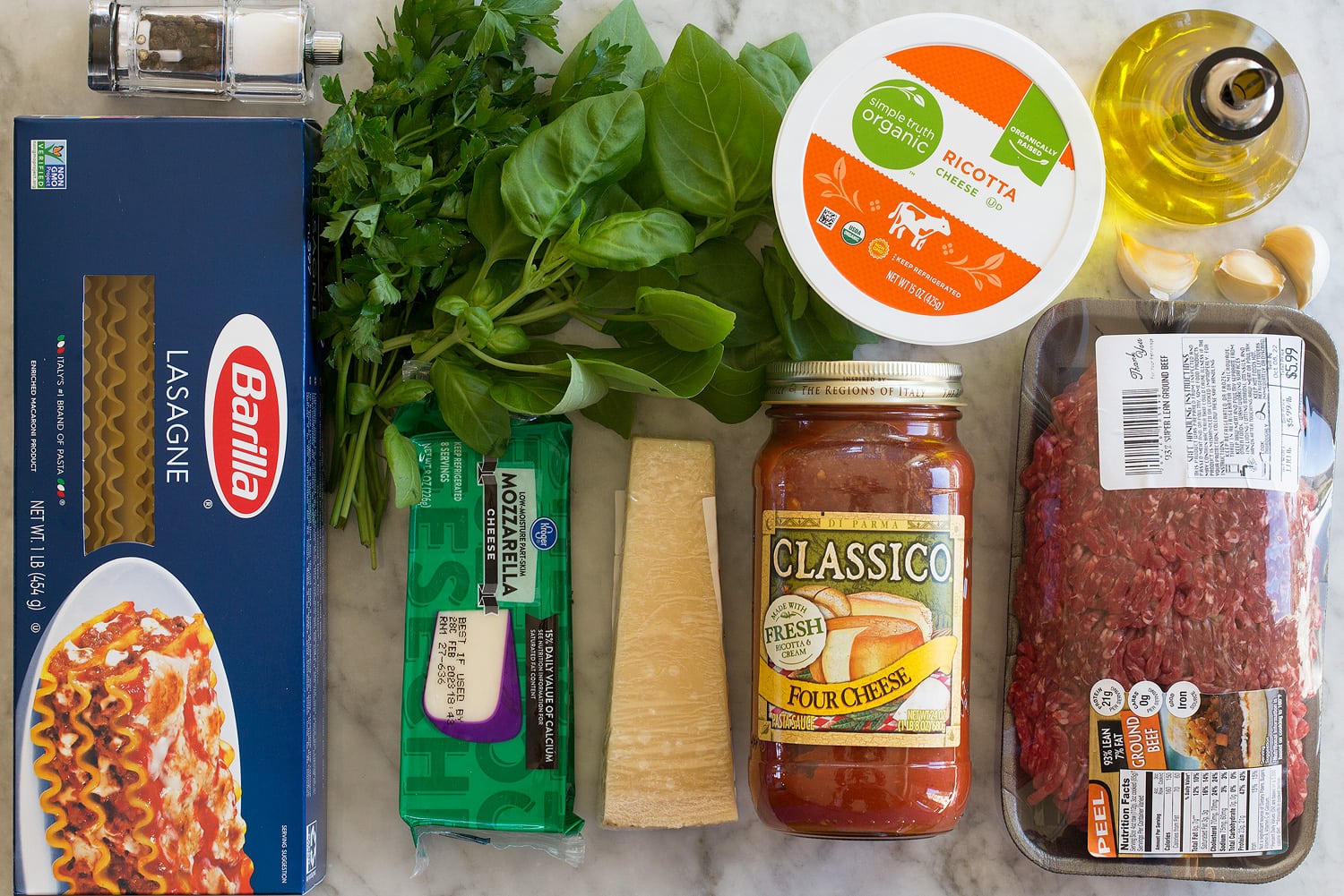 Skillet Lasagna Skillet lasagna ingredients.