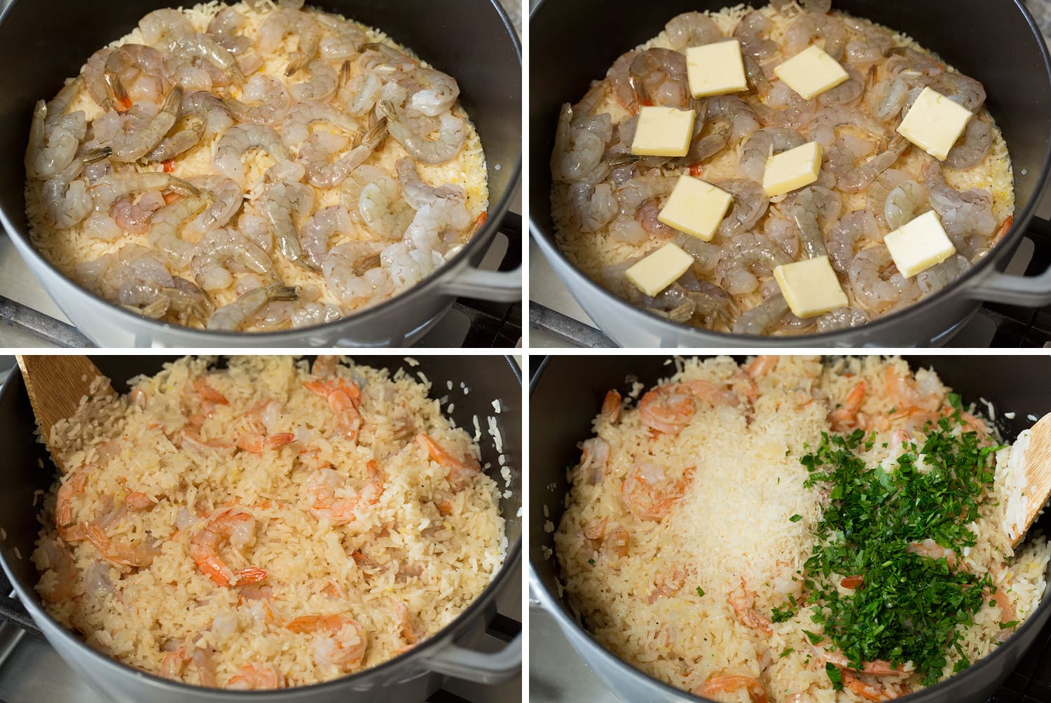 One Pot Shrimp and Rice Steps for cooking shrimp with the rice.