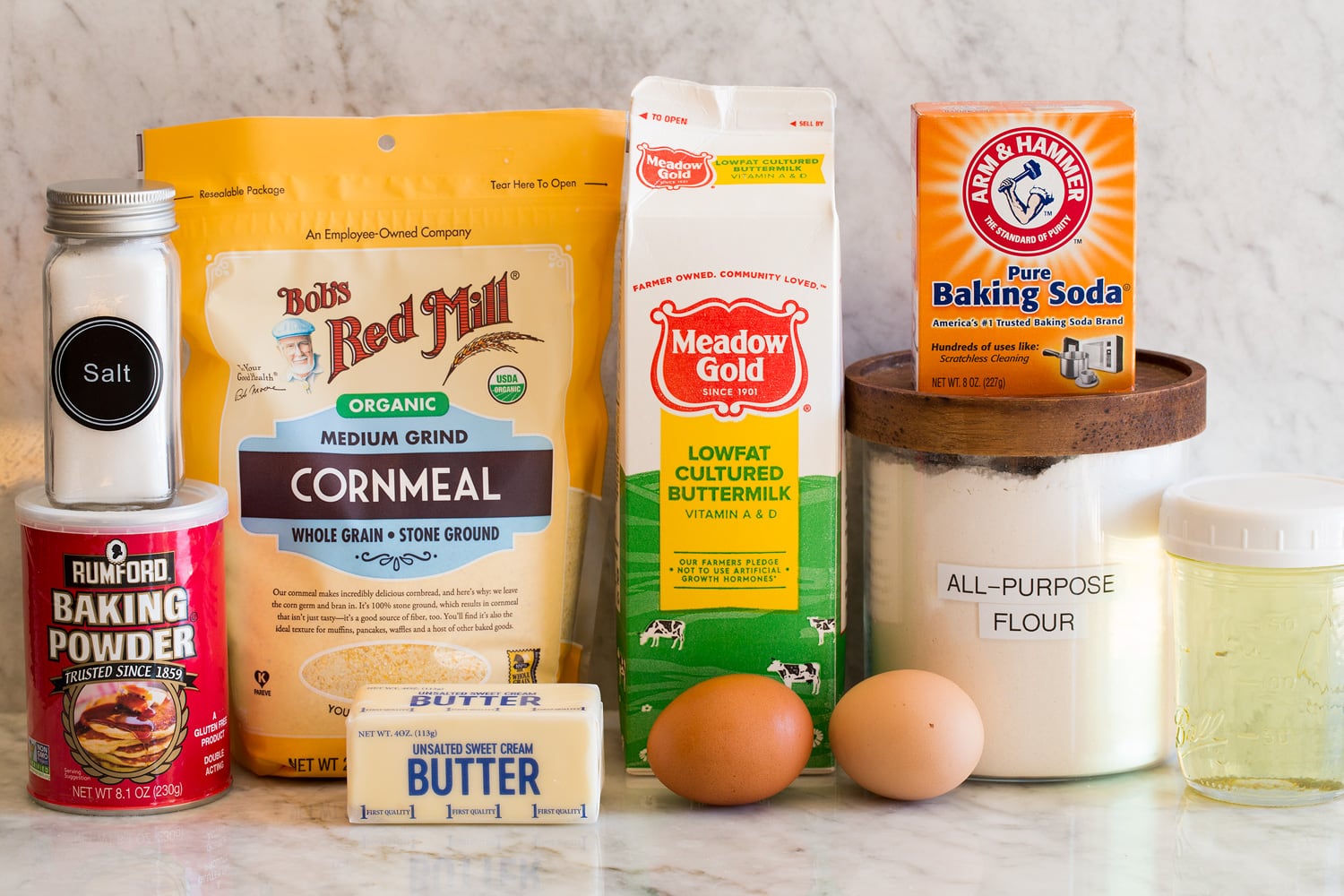 Southern Skillet Cornbread Southern cornbread recipe ingredients.