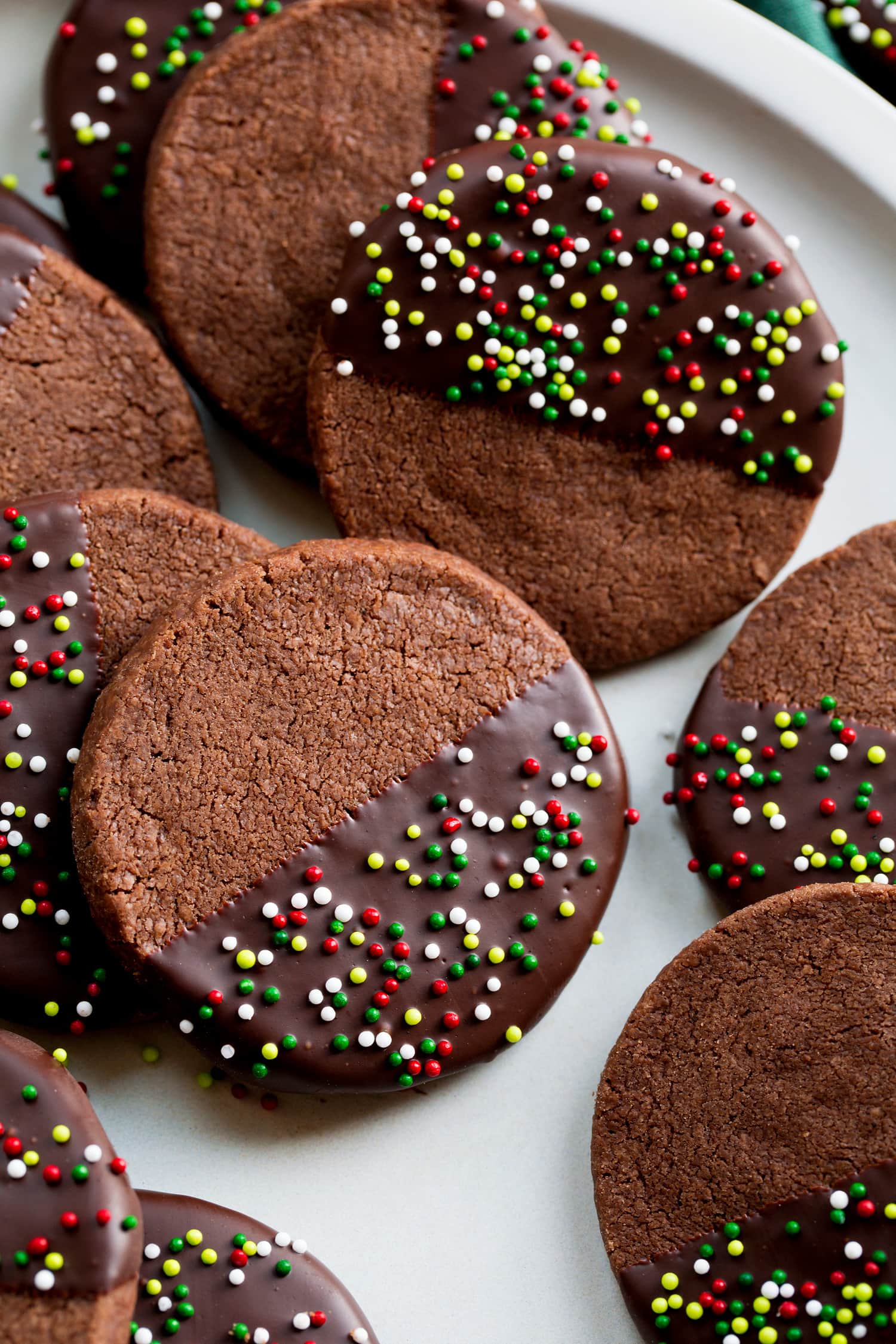 Chocolate Shortbread Cookies Close up photo of chocolate shortbread cookies.