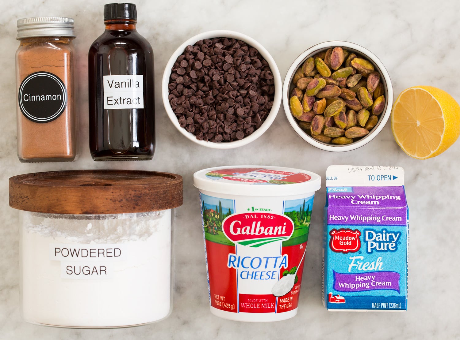 Cannoli Dip Ingredients needed to make cannoli dip.