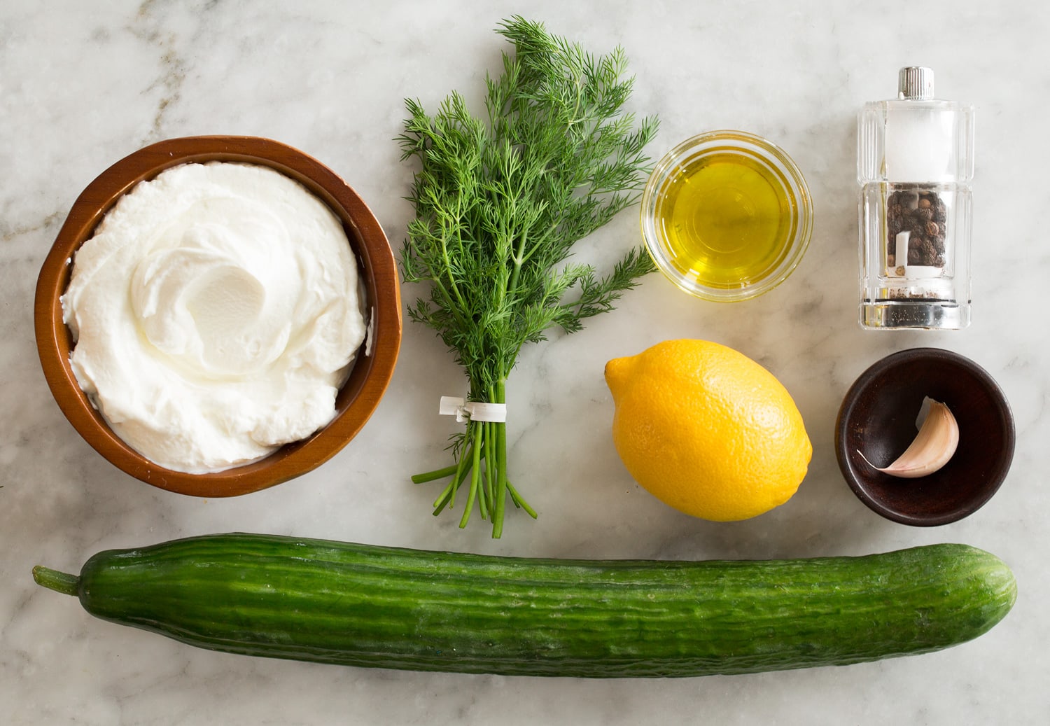 Greek Bowls Tzatziki ingredients.