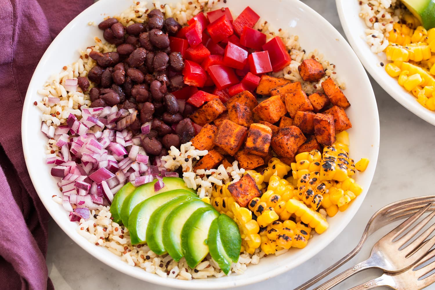 Baja Grain Bowl Grain bowl with rainbow veggies.