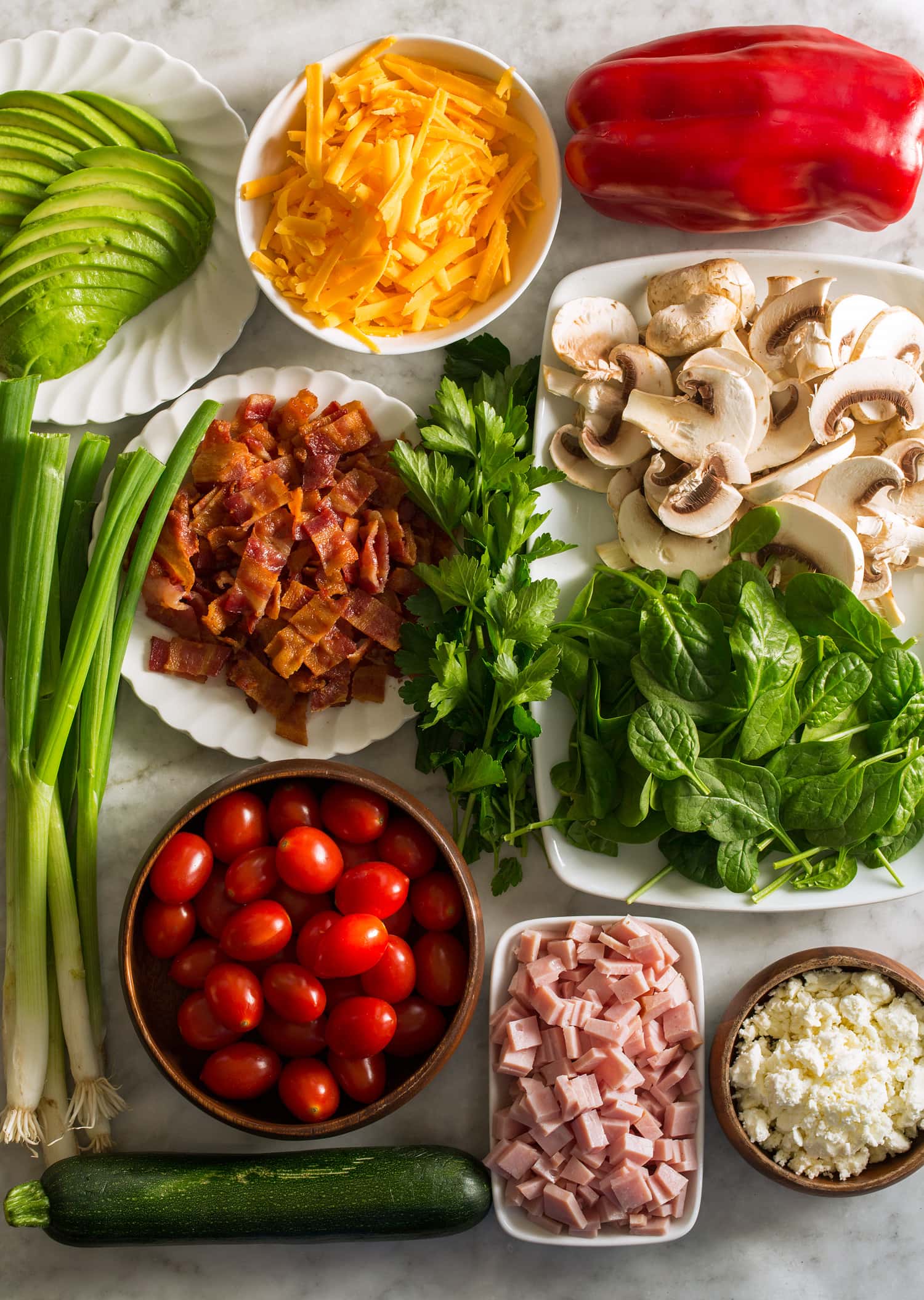 Sheet Pan Eggs Mix-in suggestions for baked eggs.