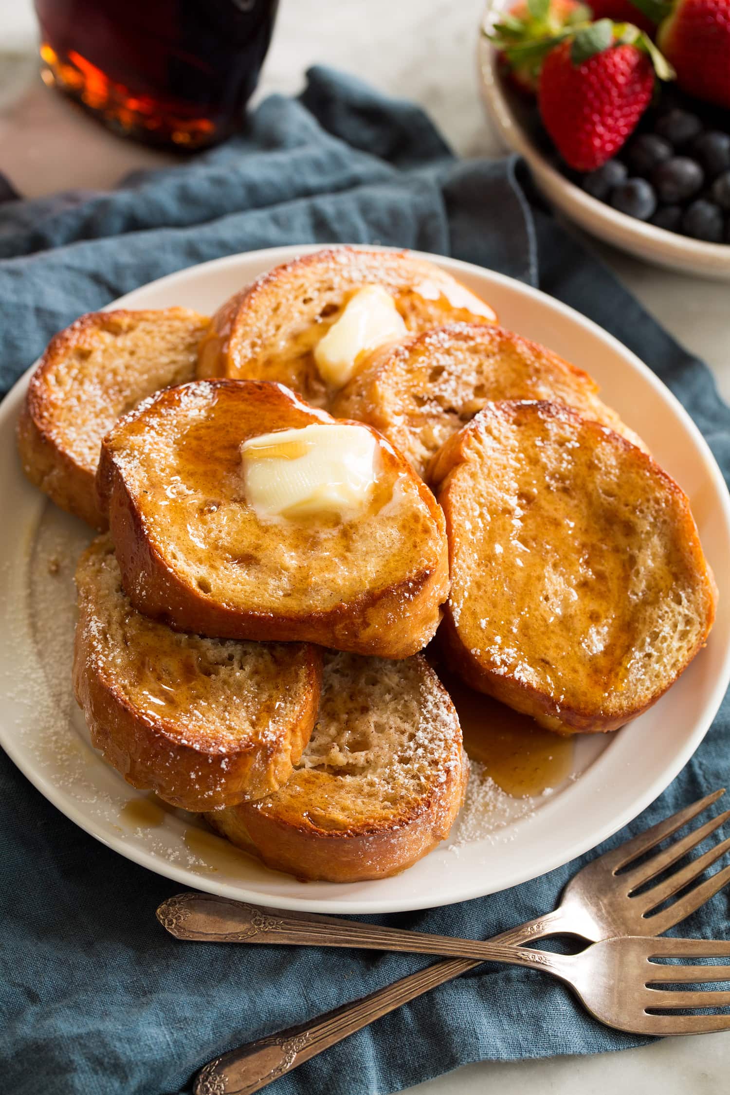 Baked French Toast Baked french toast cut into individual slices.