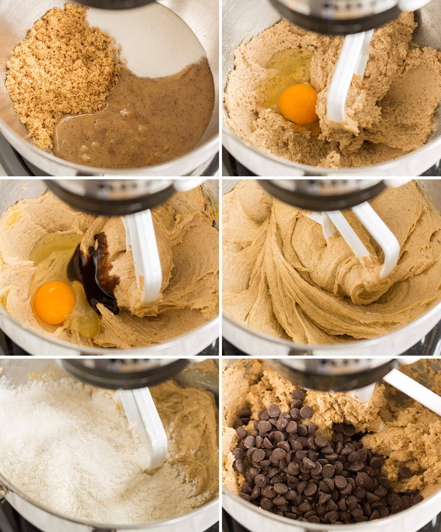 Browned Butter Chocolate Chip Cookies Making cookie dough mixture with browned butter.