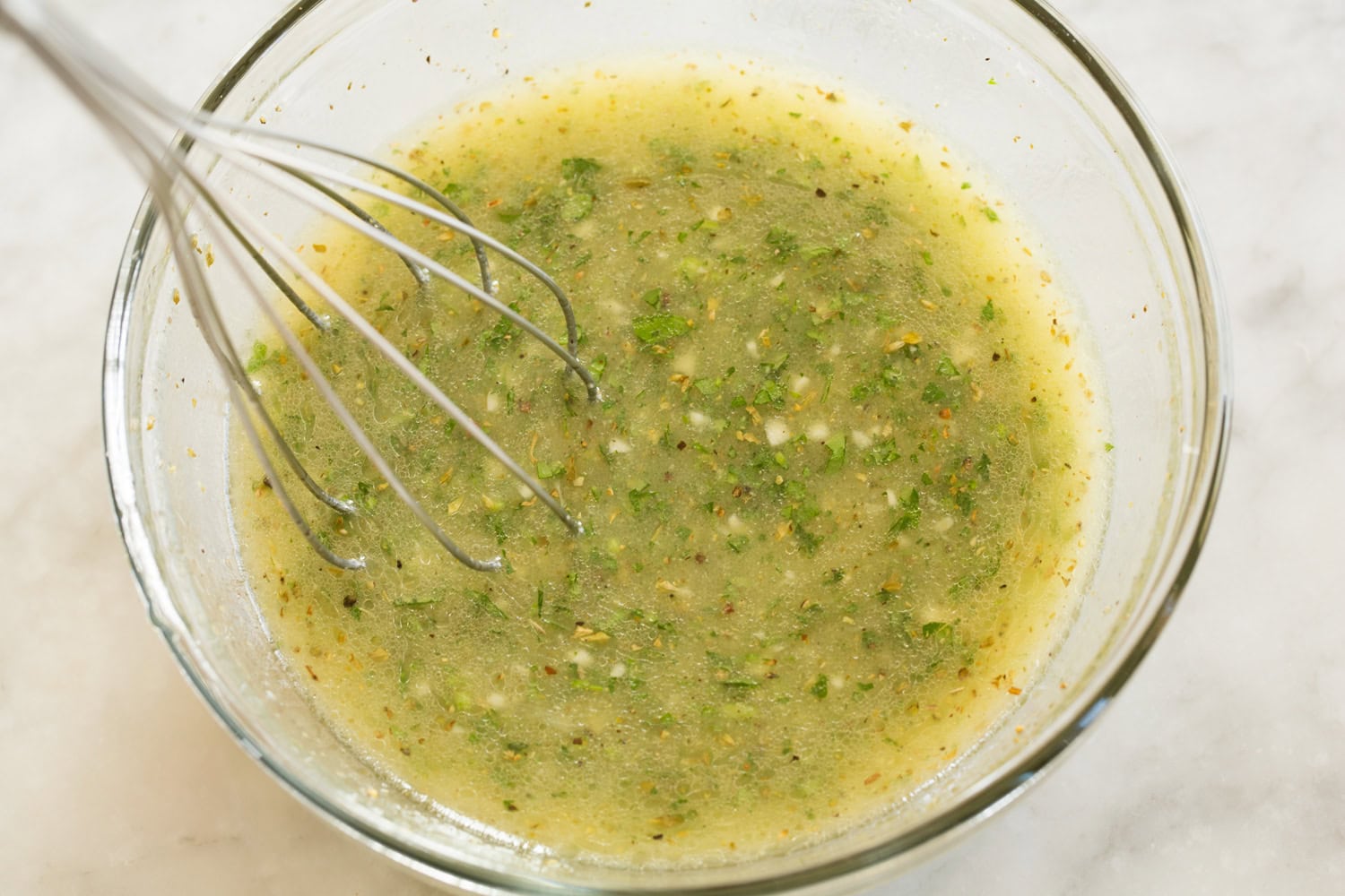 Grilled Chicken Salad Chicken marinade after mixing ingredients.