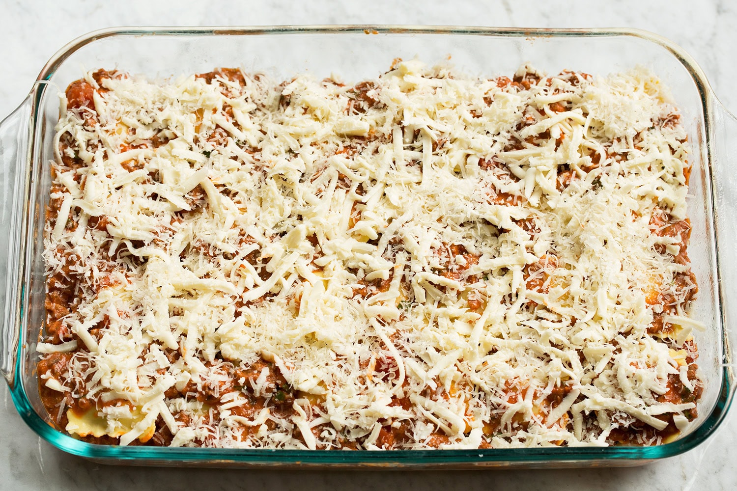 second and final cheese layer for ravioli lasagna