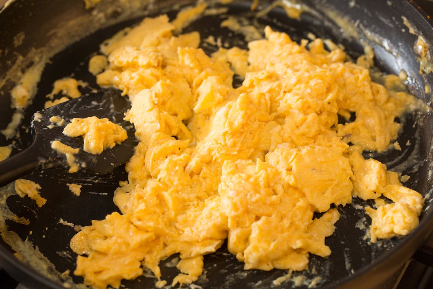 Breakfast Bowls Scrambled eggs finished in skillet.