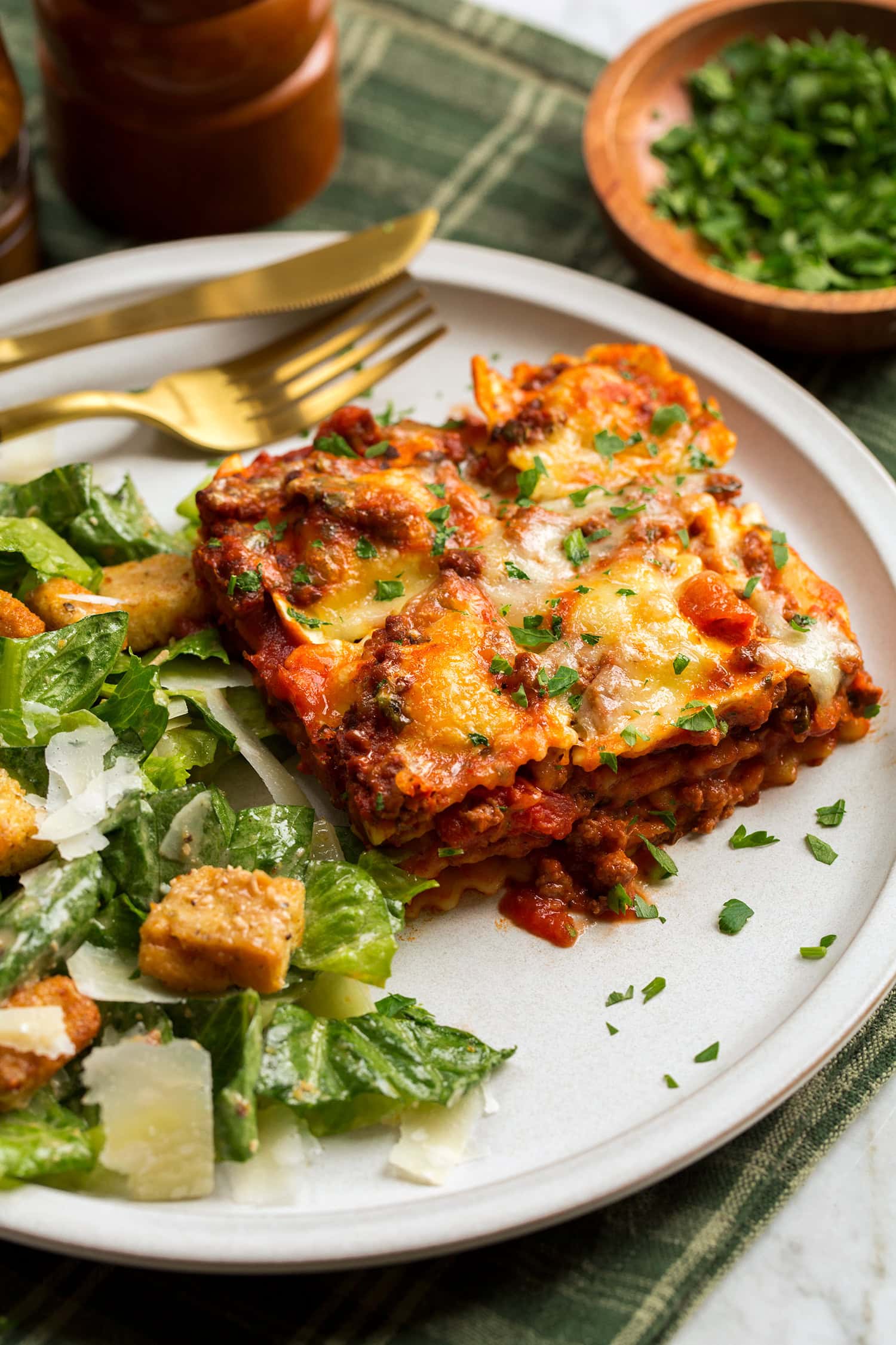 Single serving of ravioli lasagna