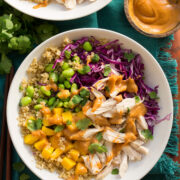 Overhead photo of a protein bowl.