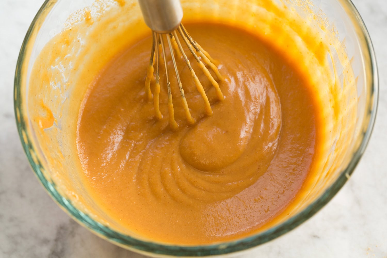 Chicken Protein Bowl Peanut sauce shown after mixing together.