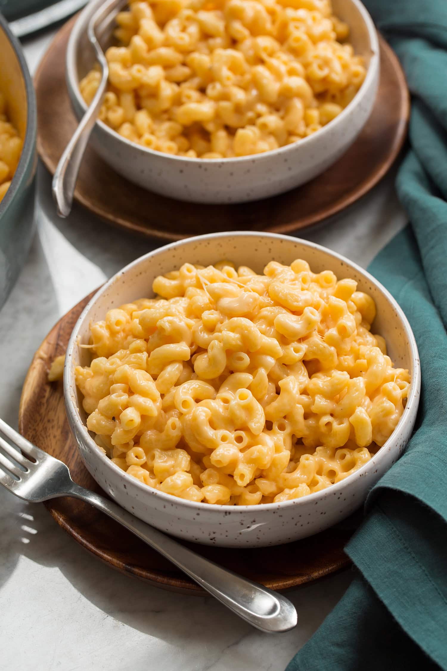 Two servings of homemade one pot mac and cheese.