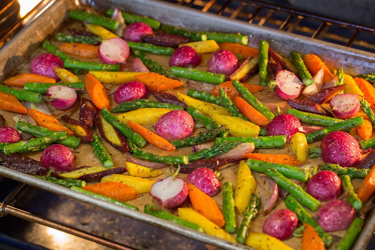 Vegetable blend roasting in the oven.