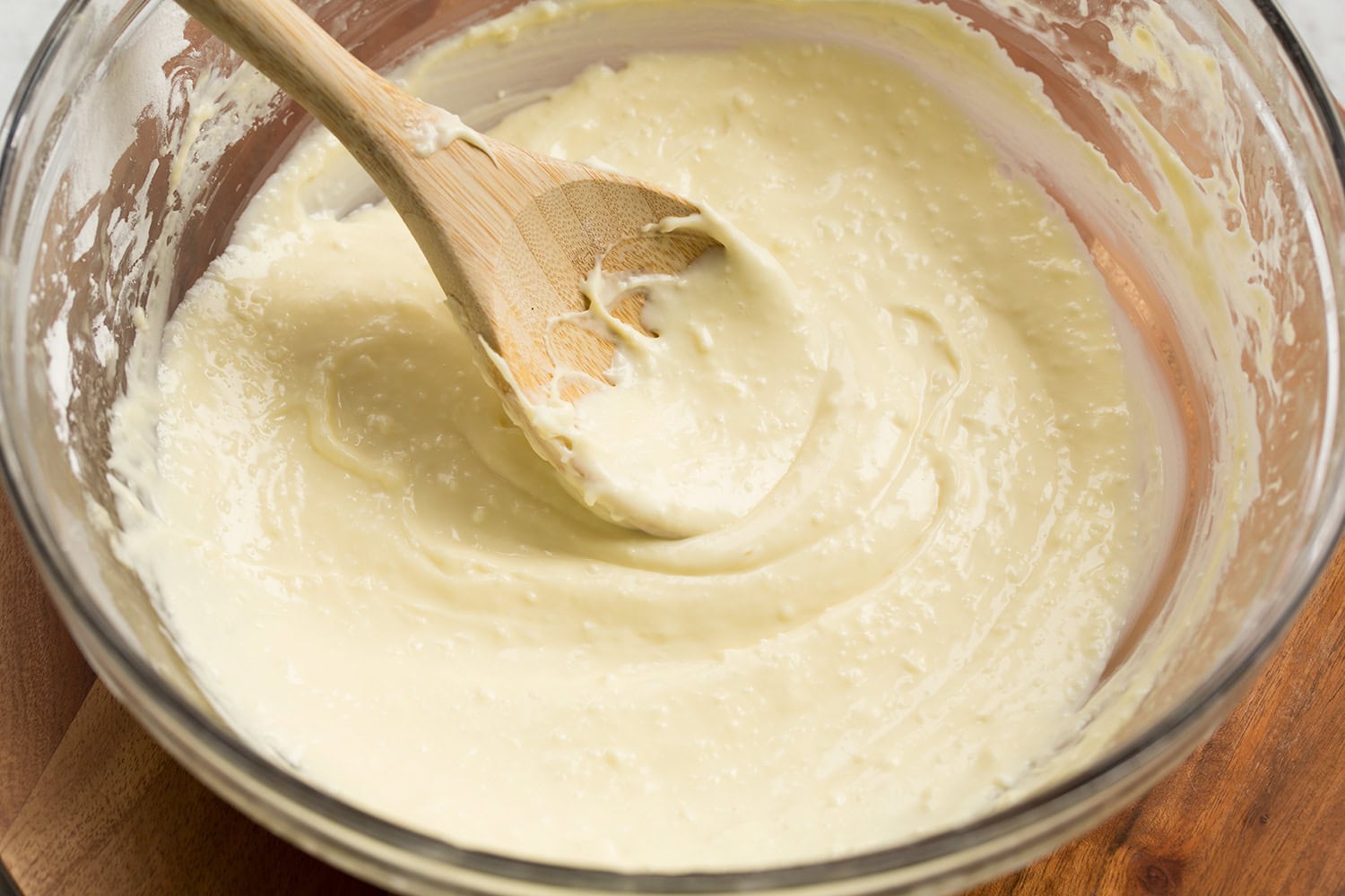 Brazilian Cheese Bread (Pão de Queijo) The blended tapioca flour mixture with the egg combined.