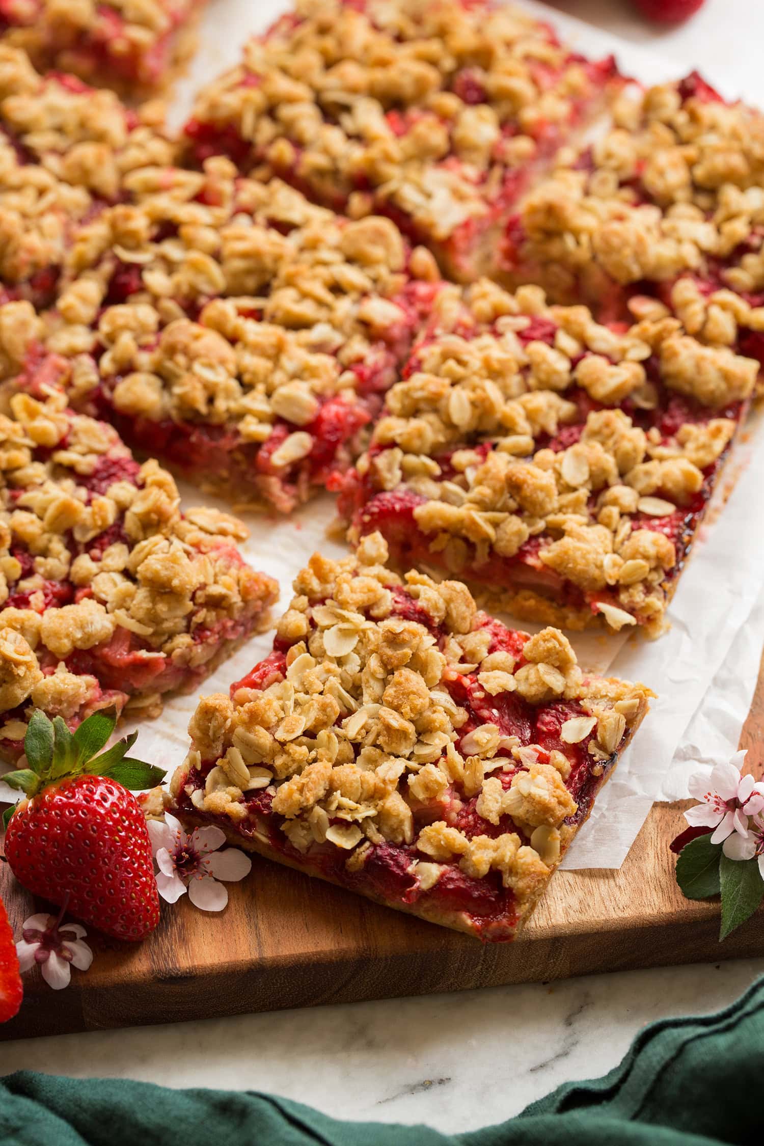 Breakfast bars shown close with filling and texture shown.